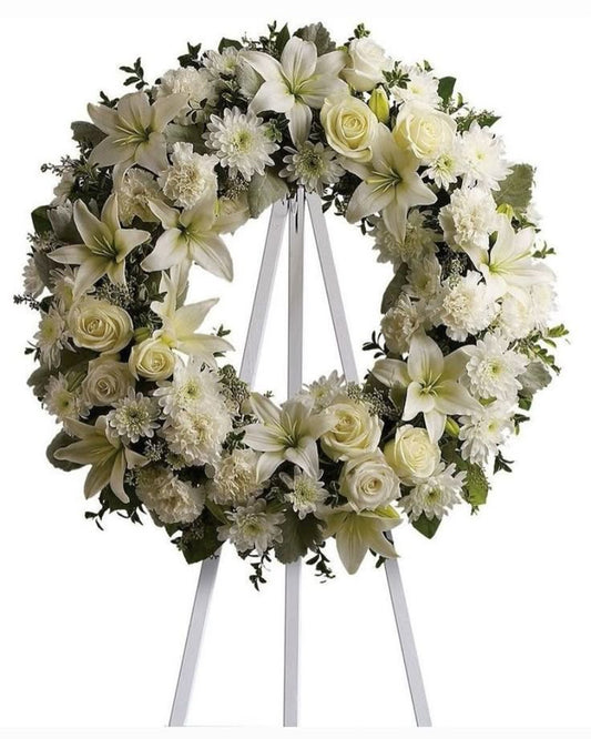 Couronne de fleurs blanches - Livraison de fleurs à Lausanne - Florgan