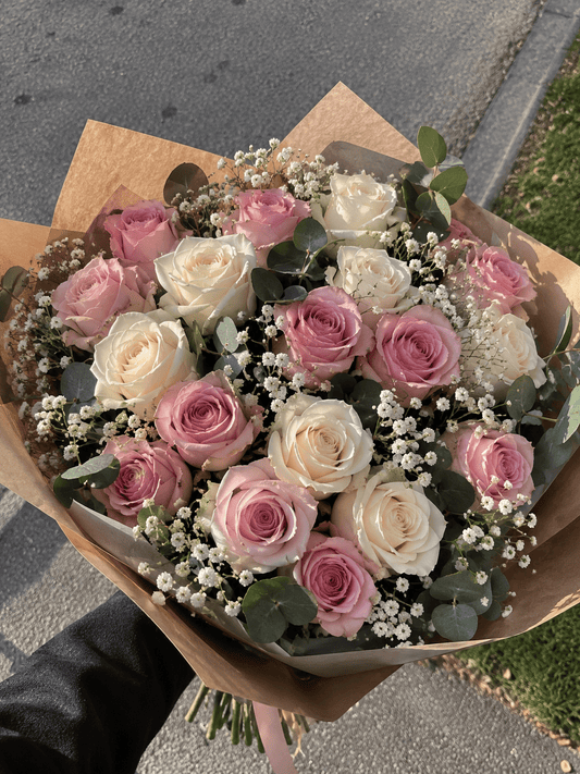 Bouquet de Roses Rose & Ivoire - Livraison de fleurs à Lausanne - Florgan