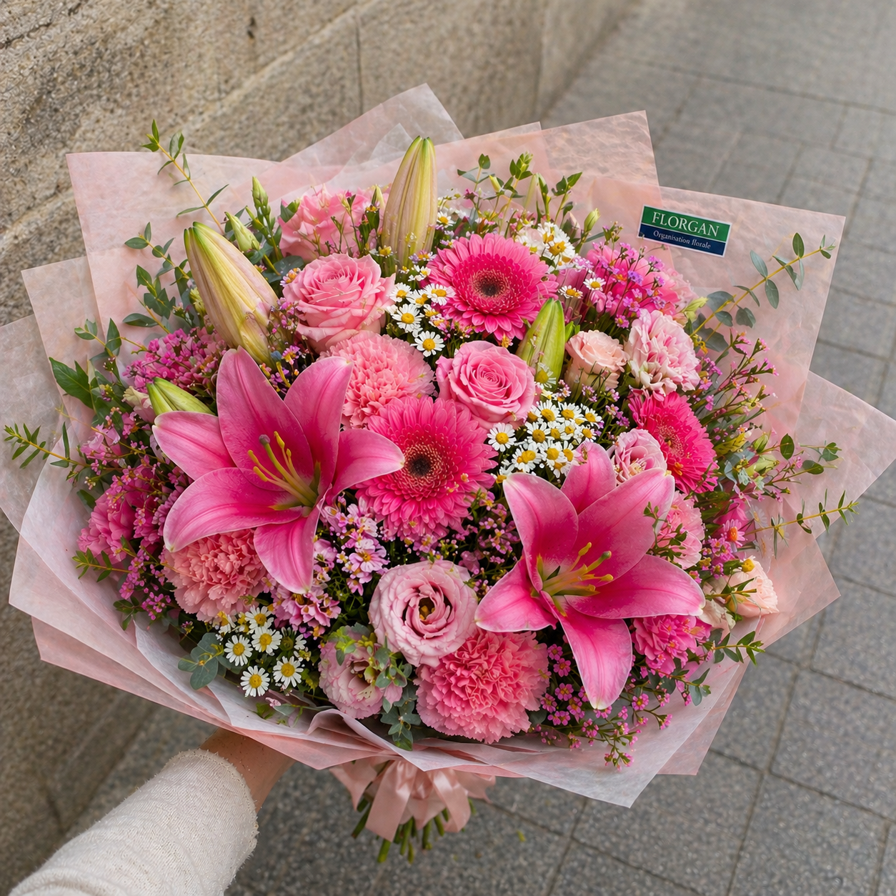 Bouquet Elégance rosée - Livraison de fleurs à Lausanne - Florgan