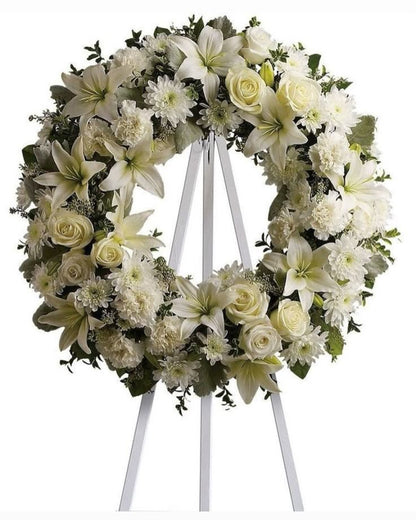 Couronne de fleurs blanches - Livraison de fleurs à Lausanne - Florgan