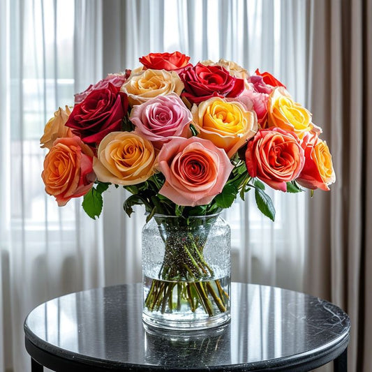Bouquet de roses colorées